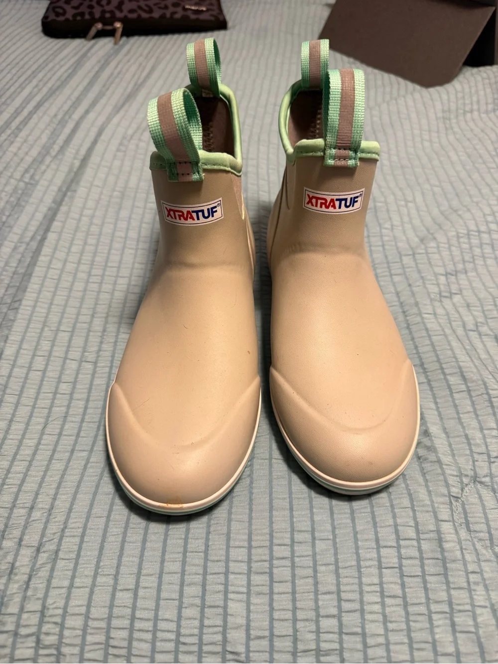 XTRATUF Gray and Teal 6” Ankle Deck Boots Size 8